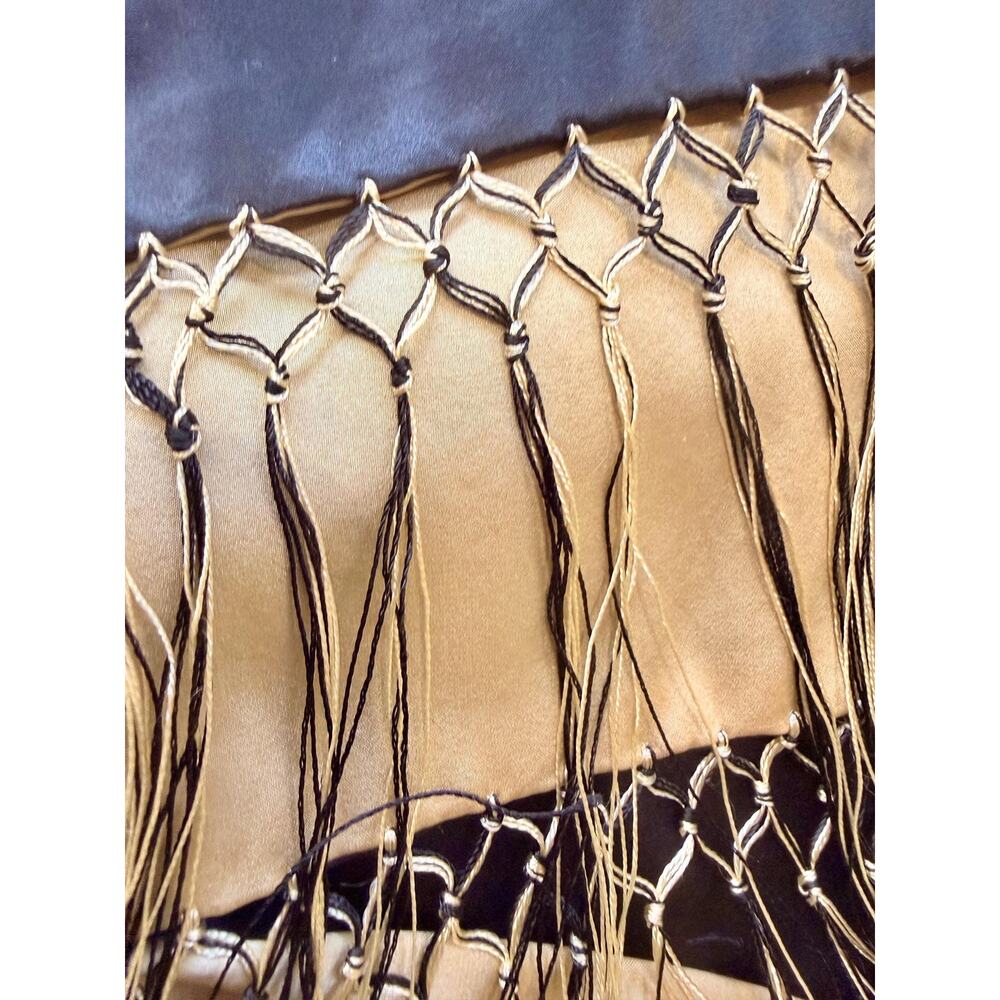Vintage 1930s Reversible Silk Charmeuse Scarf Wrap Gold Black 21x88 - Picture 10 of 15